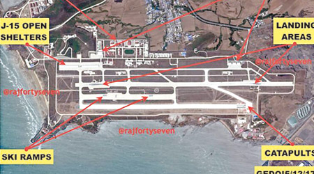 印媒分析衞星圖，指中國荒地村空軍基地擁有完善的訓練設施。