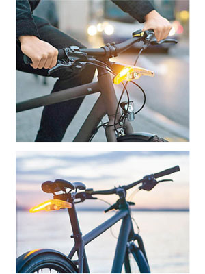 照明燈可分別安裝在單車的前（上圖）及後（下圖）的支架上。
