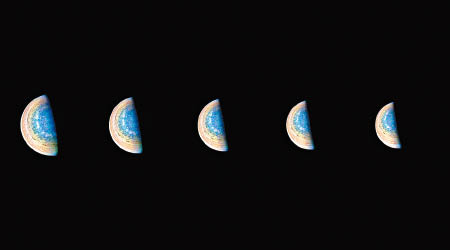 縮時短片讓人窺探木星南極面貌。（NASA圖片）