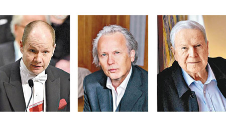 三名不滿決定的院士恩隆德（左）、奧斯特格倫（中）、埃斯普馬克（右）於上周五宣布辭職。（互聯網圖片）