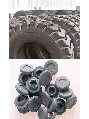 鹵化丁基橡膠可製造輪胎（上圖）及藥樽膠塞（下圖）。（資料圖片）
