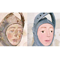 「修復」後的聖喬治像（右）與原貌（左）大相逕庭。（互聯網圖片）