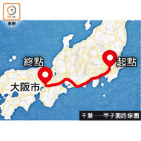 千葉—甲子園路線圖