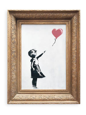 Banksy畫作「Girl with a Balloon」。（美聯社圖片）