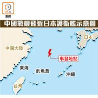 中國戰機飛近日本護衞艦示意圖
