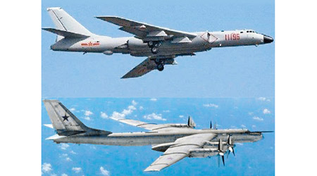 轟6K轟炸機（上圖）、TU95轟炸機（下圖）