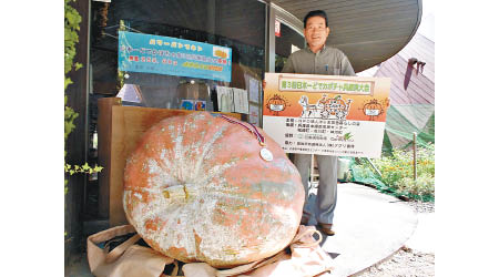本田三郎悉心栽培的巨型南瓜奪冠。