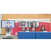 日本奧運相丸川珠代（右一）表示，正確認北韓退賽的消息。