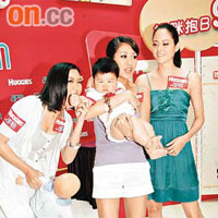 （左起）姚嘉妮及陳敏之、Jocelyn Luko昨日出席嬰兒產品活動。