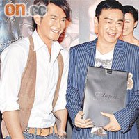 古天樂（左）和劉青雲對電影獲一致好評均感雀躍。