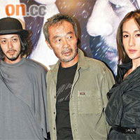 左起：小田切讓、導演田壯壯及Maggie Q 昨到深圳宣傳新片。