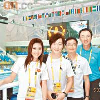 方力申（左二）有幸臨場見證08北京奧運盛事。
