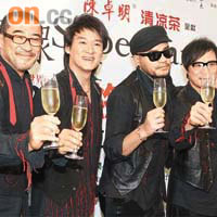 李宗盛（左起）、周華健、張震嶽、羅大佑預祝演唱會成功。