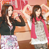 徐子珊跟王君馨（左）即時演繹Wonder Girls的《Nobody》。