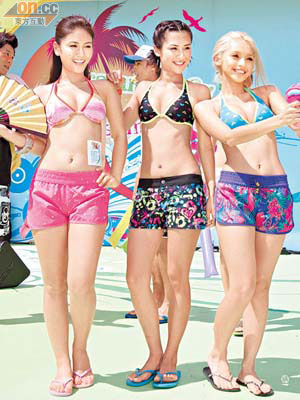 o靚模A. Lin（左起）、DaDa和Annie G.以比堅尼top上陣，同稱不怕被仔瞄。
