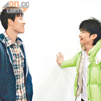 基仔與好友劉翔在場內喜相逢，更互相交換彼此狀況。
