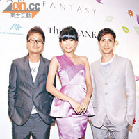陳嘉桓與時裝設計師何國鉦（左）及杜宇航現身時裝活動。