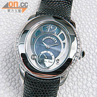 黑色鑽石錶殼腕錶配蜥蜴皮錶帶　$23,900