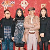 錢國偉（左起）率孟瑤、馮淬帆及張馨予到電視台宣傳新片。