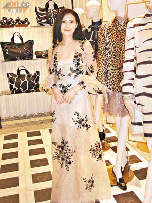 高圓圓穿上價值九萬多元的刺繡裙子，出席品牌旗艦店開幕禮。