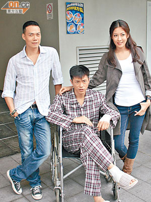 （左起）謝天華、森美及陳敏之昨日齊齊拍攝新劇。