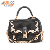 Dolce & Gabbana綴金線黑色鈎織Dolce bag $13,100
