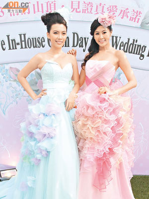 趙哲妤（右）與王璐瑤為婚紗騷擔任模特兒。