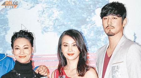 右起：韓星趙瀚善、新人楊子瑤與惠英紅到首爾拍戲。