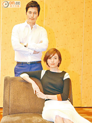 鄭雨盛（左）與韓孝珠接受本報訪問，指角色有趣，在天》片作新挑戰。