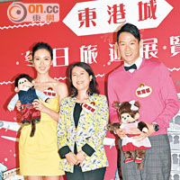 左起：朱千雪、新鴻基地產租務部總經理鍾秀蓮及陳智燊為連串聖誕活動揭開序幕。