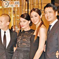 （左起）Jason Wu、Margot Robbie、李徐子淇、發哥與發嫂出席品牌剪綵儀式。