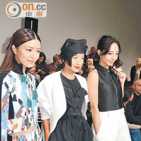 左起：文詠珊、徐濠縈、白百何在時裝周碰頭。