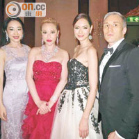 左起：榮雪梅、薛芷倫、Ana R.與老公Brad均盛裝赴會。