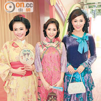 陳婉婷（左起）、彭慧中及湯洛雯悉心打扮做模特兒。