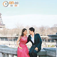 盛品儒與蔡一鳳於巴黎鐵塔前取景，靚人靚景浪漫一番。
