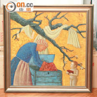 俄羅斯女畫家Galina Rusak的作品《老人與小孩》，二萬美元買入。