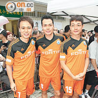 謝天華和梁烈唯昨日代表晨曦足球隊參加紀念賽。