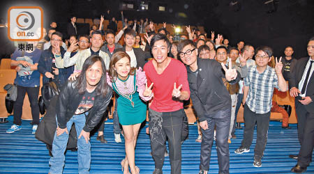 林家棟（右起）、許志安、文詠珊及邱禮濤出席首映禮。