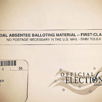 一張填好美國總統選票，郵寄到美國信件的照片。