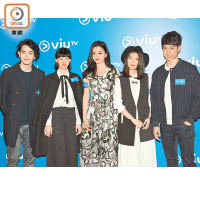 馬志威（左起）、袁澧林、廖碧兒、杜小喬及劉俊謙宣傳新節目。