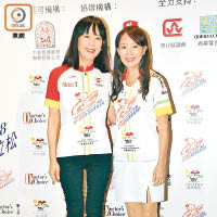 陳美齡與姊姊陳曦齡（左）支持單車馬拉松活動。