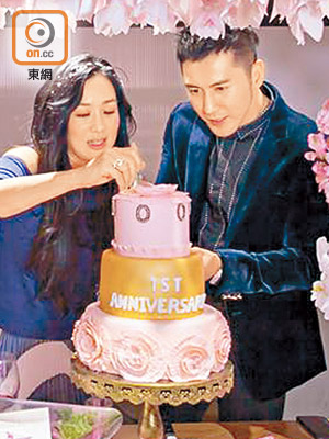 鍾麗緹與張倫碩結婚一周年，開P慶祝。