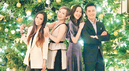 李文騫（左起）、余安安及李文琪夫婦在酒店吃聖誕大餐慶祝。