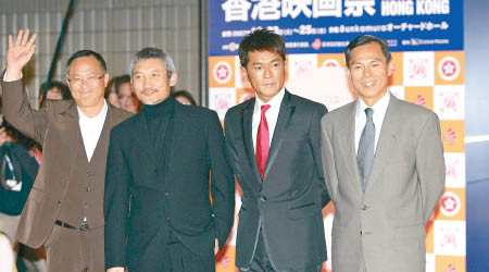 林嶺東（右起）縱橫影圈多年，與古天樂、徐克及杜琪峯經常合作。