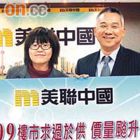 美聯中國郭應龍（右）表示，上海今年一手樓價升幅可達兩成。