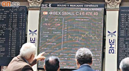 市場擔心穆迪調低西班牙信貸評級，拖累西班牙股市昨日一度跌逾百分之三。