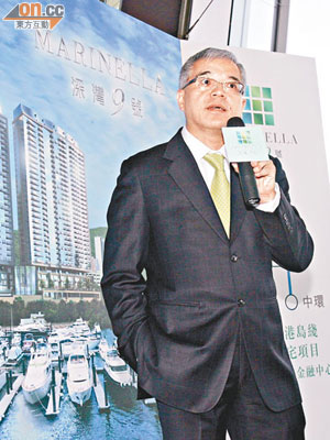 嘉華國際陳玉成稱，深灣9號有望成為全港首個取得BEAM Plus白金級榮譽的住宅項目。（潘國禮攝）