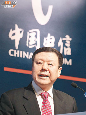 中國電信董事長王曉初指，引入iPhone將有助3G的ARPU上升。（陳錦輝攝）