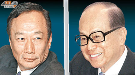 鴻海董事長郭台銘（左）及李嘉誠（右）紛早着先機，開始投資網絡電視。