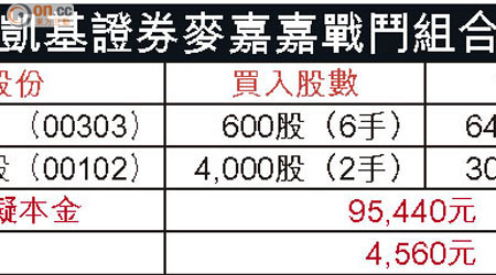 凱基證券麥嘉嘉戰鬥組合